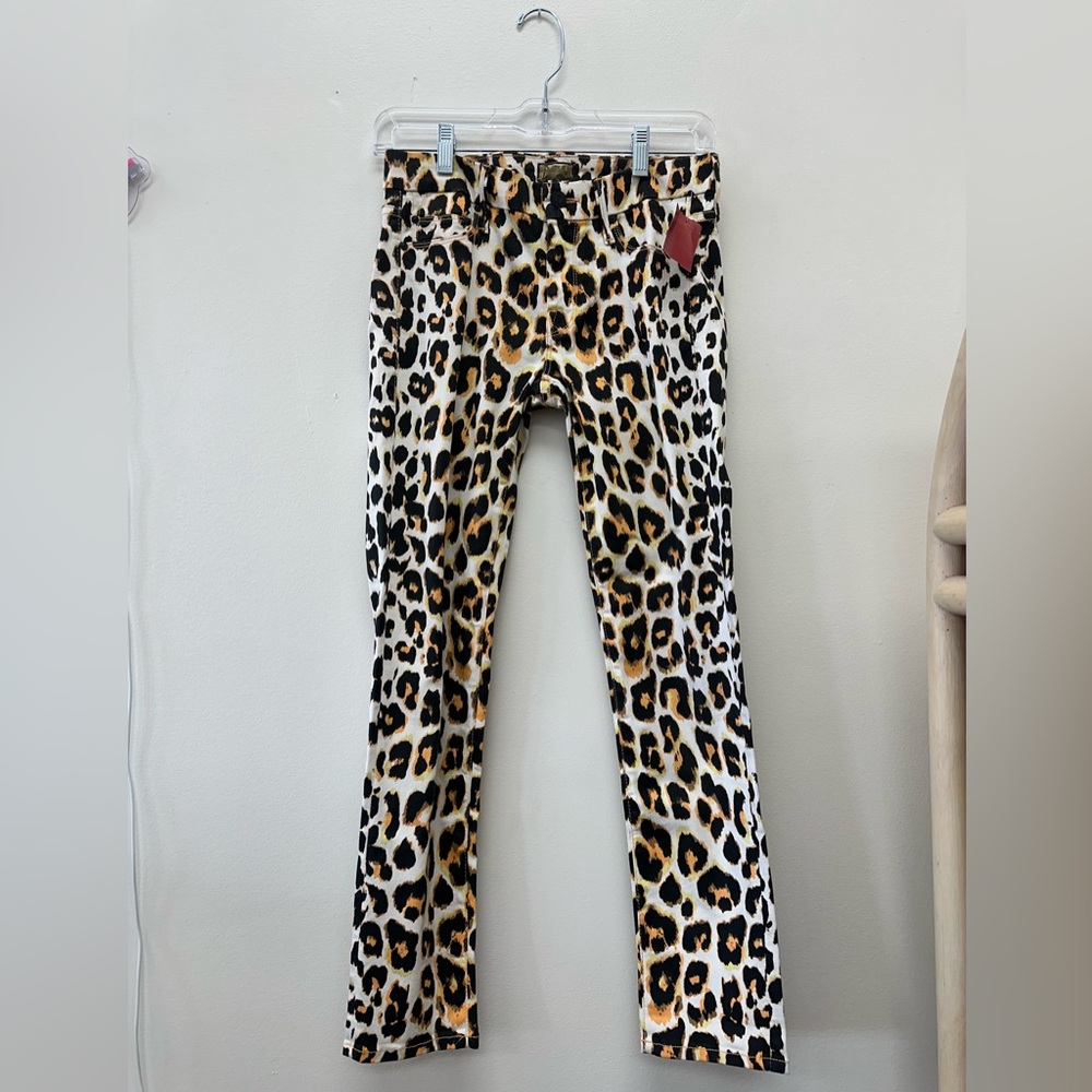 MOTHER Leopard Print Straight Leg Jeans